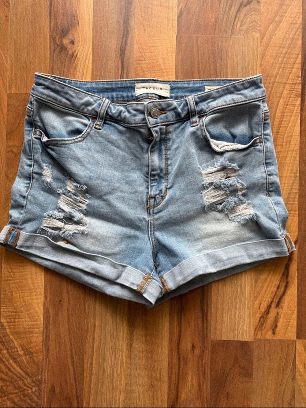PacSun Woman’s Size 29 Super Stretch Shortie light blue shorts
